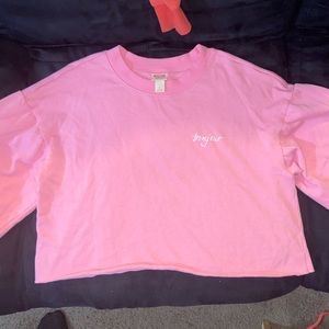 Pink long sleeve crop top sweater